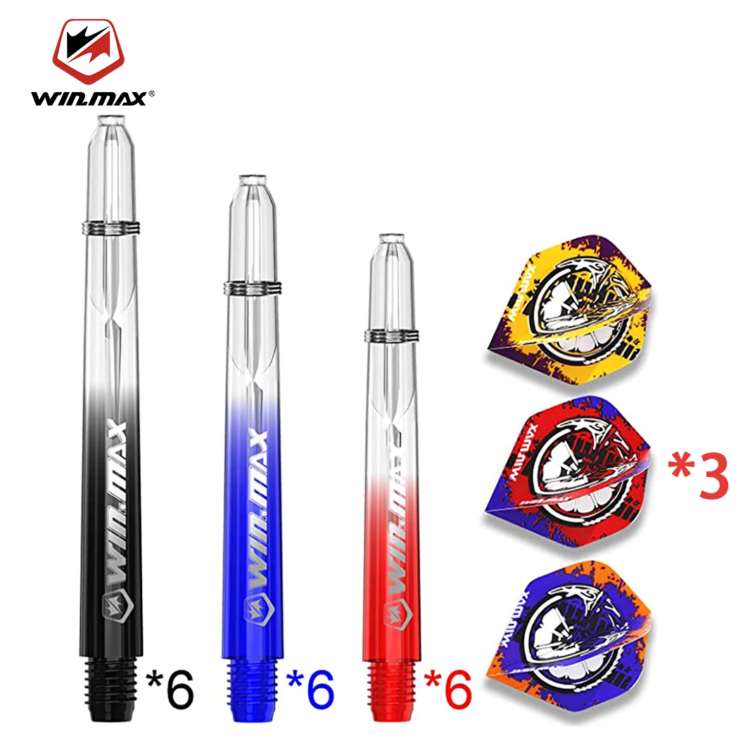 

WINMAX 18PCS Darts Shafts Set Transparent Gradient Plastic PC Screw Thread Dart Stems Dart Flights For Steel And Soft Dart