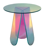 rainbeam transparent acrylic coffee table simple colorful laser sofa tea table round bedroom bedside living room furniture