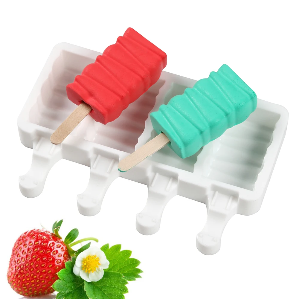 

Silicone Ice Cream Mold 4 Holes Popsicle Cube Maker Mould Chocolate Tray Kitchen Gadgets Dining Bar Home Garden Baking Tools