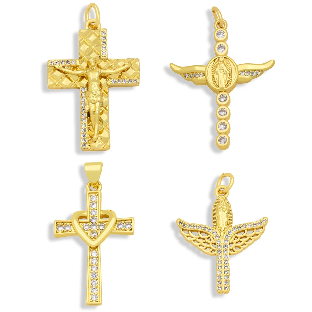 OCESRIO позолоченный Большой Медь Jusus крест благословенная девственная Подвески