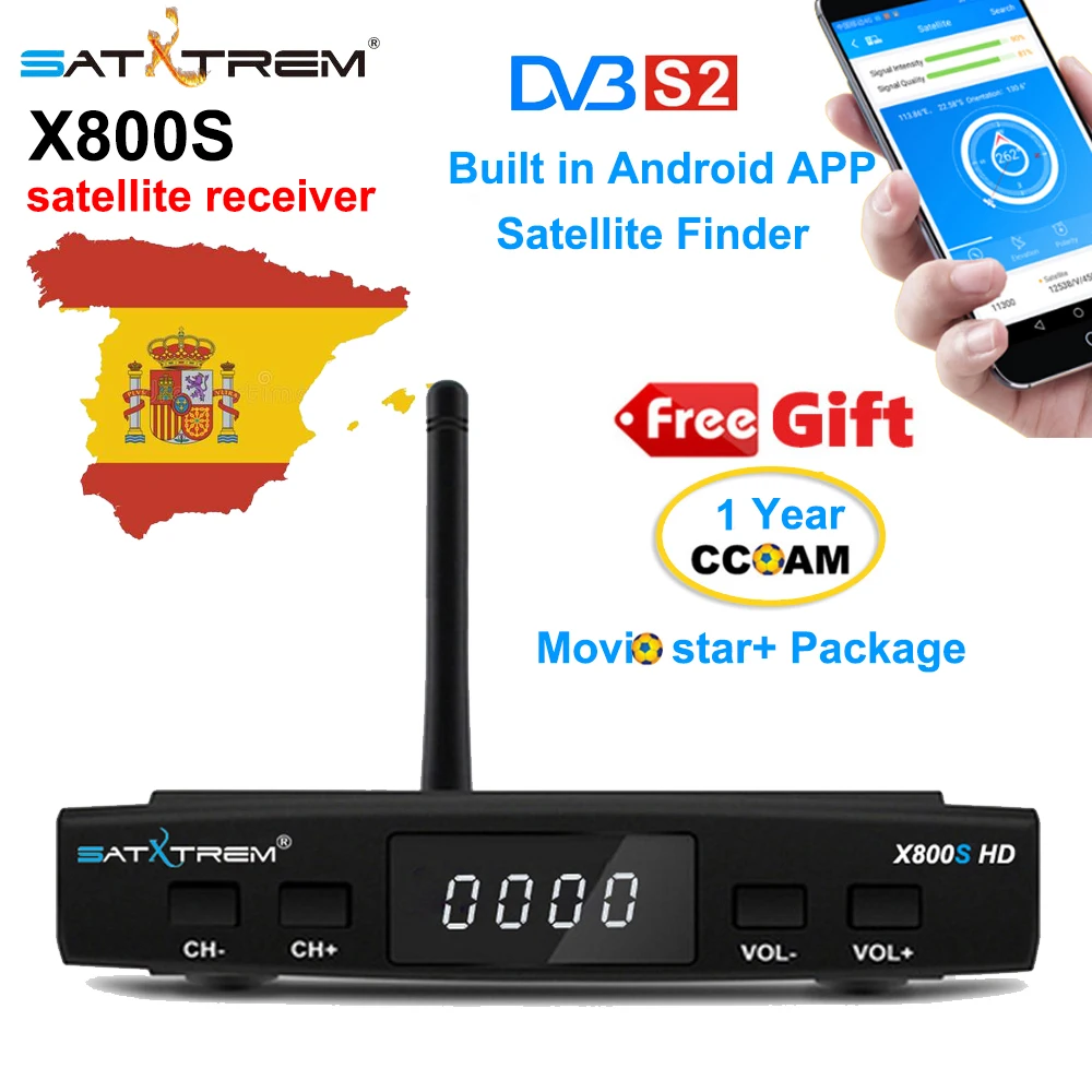 SATXTREM X800S спутниковый декодер DVB-S2 приемник Поддержка Cline 1 год Испания Европа с HD USB wifi приемник коробка ТВ тюнер DVB S2