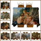 Водонепроницаемая льняная скатерть, декоративная Толстая прямоугольная скатерть для обеденного стола с принтом масляной живописи, столовая скатерть