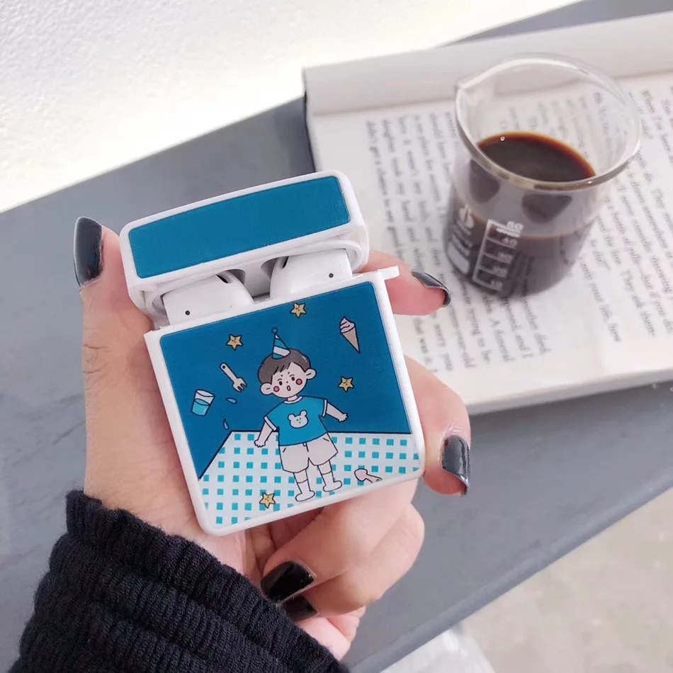Boy Blue Для AirPods случае 3D мультяшный наушник чехол для Apple Airpods 2 забавные интимные аксессуары защитную крышку с палец кольцо ремень - Цвет: Boy Blue