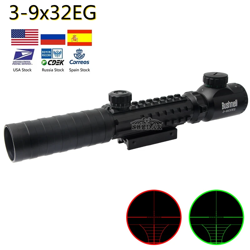 

Тактический прицел 3-9x32EG, с красной и зеленой точкой, с подсветкой, оптический прицел для страйкбола, охотничьи прицелы с бесплатной крышкой ...