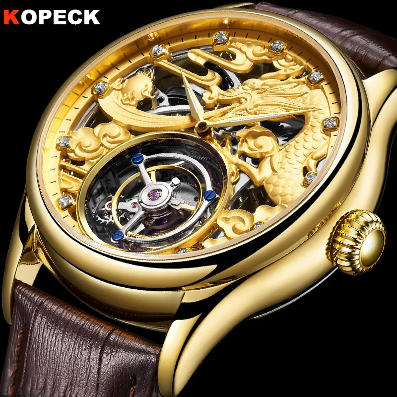 100% настоящие часы Tourbillon мужские механические с ремешком в дырочку|Мужские часы| |