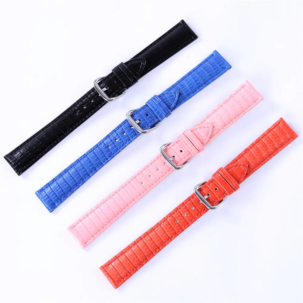

Black Lizard Grain 12 14 16 18 20 22mm Genuine Cowhide Leather Watch Band Strap Bright Surface Watchbands Watches Belt + Tool