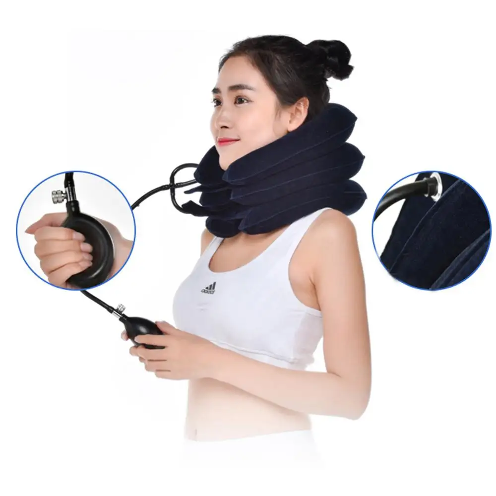 

Inflatable U-Shape Travel Airplane Neck Pillow for sleeping Head Neck Brace Support Cervical Traction Massage Pain Relax Therapy