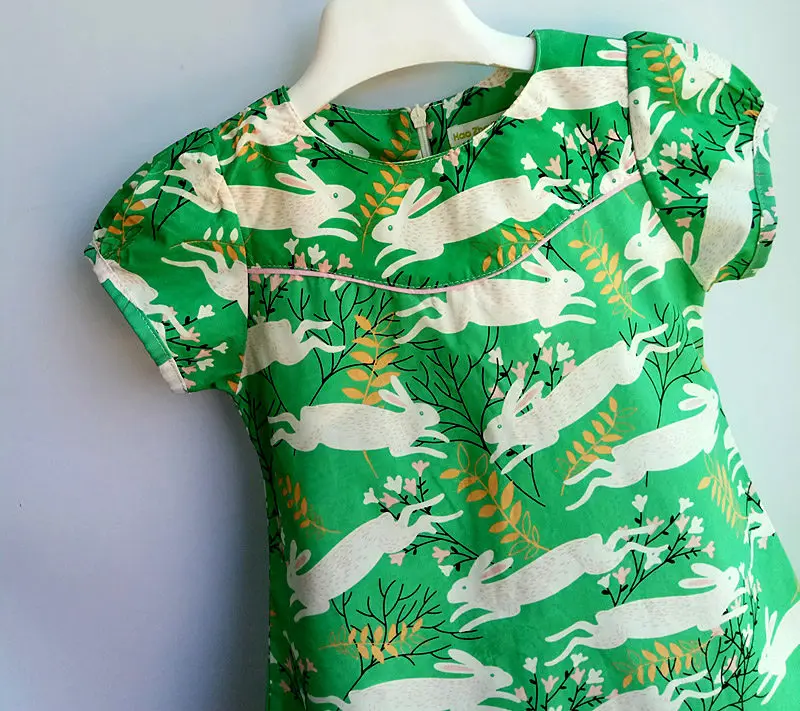 Хлопковое платье для маленьких девочек Детское летнее с рисунком кролика Тканое