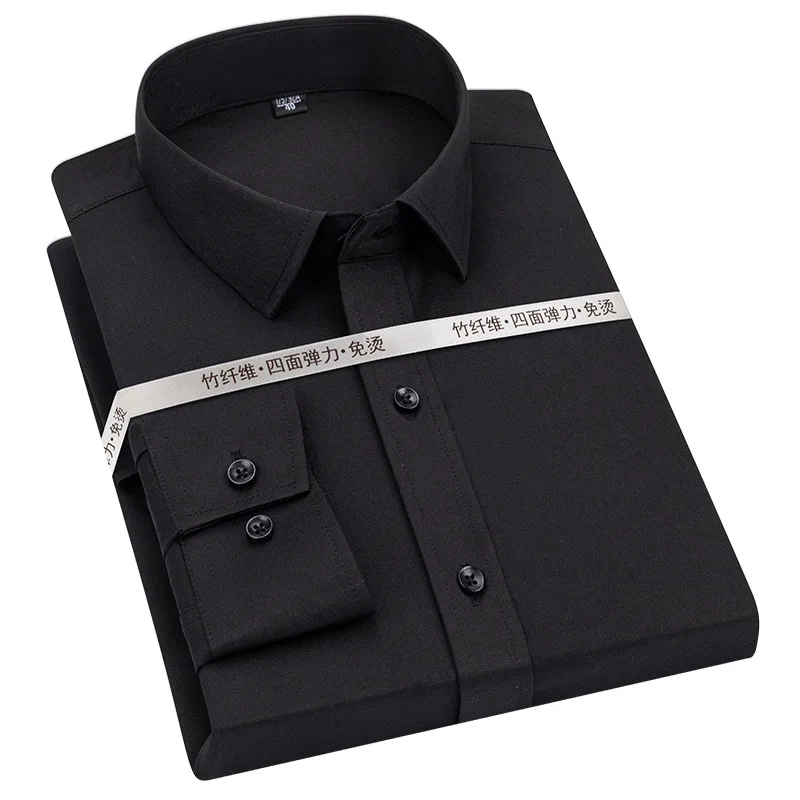 Business men's non-iron shirts, new bamboo fiber shirts, men's long-sleeved shirts, wrinkle-resistant stretch commuter wear