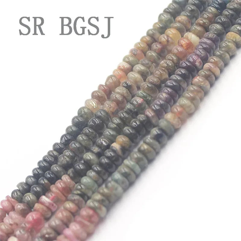 Бесплатная доставка 3x6 мм Кеши Рондель смешанный выпускник Турмалин натуральный
