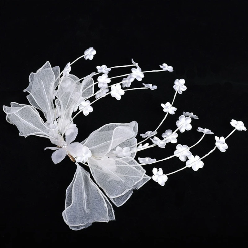 

Свадебная сетчатая заколка для волос с бантом, Женская Цветочная кисточка, ювелирные изделия, заколка-крокодил