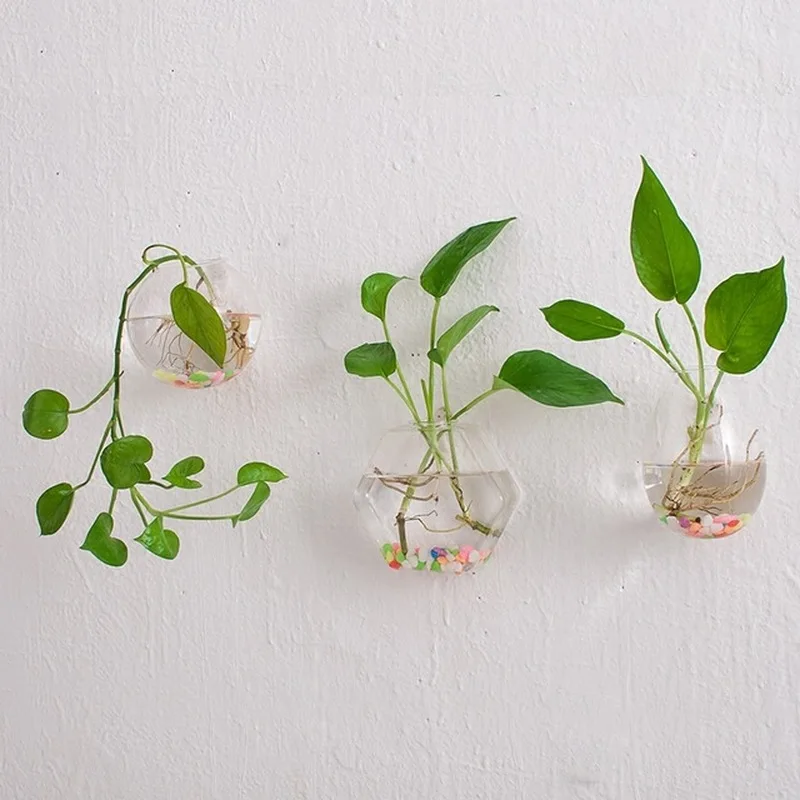 Прозрачные настенные Висячие стеклянные вазы для рыбы прозрачные дома сада