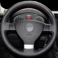 diy black faux leather car steering wheel cover for volkswagen passat b6 golf 5 mk5 vw jetta 5 mk5 tiguan 2007 2011
