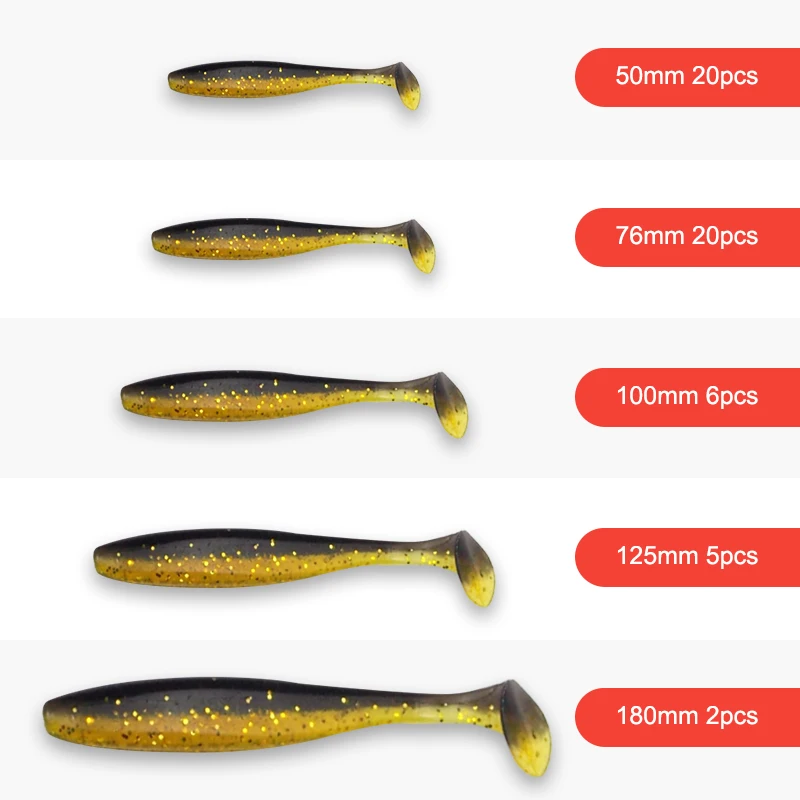 ESFISHING 50mm 76 100 125 150 180mm ES Easy Shiner Isca Artificial Silicone Pesca Fishing Lure Soft Baits Tackle Free shipping