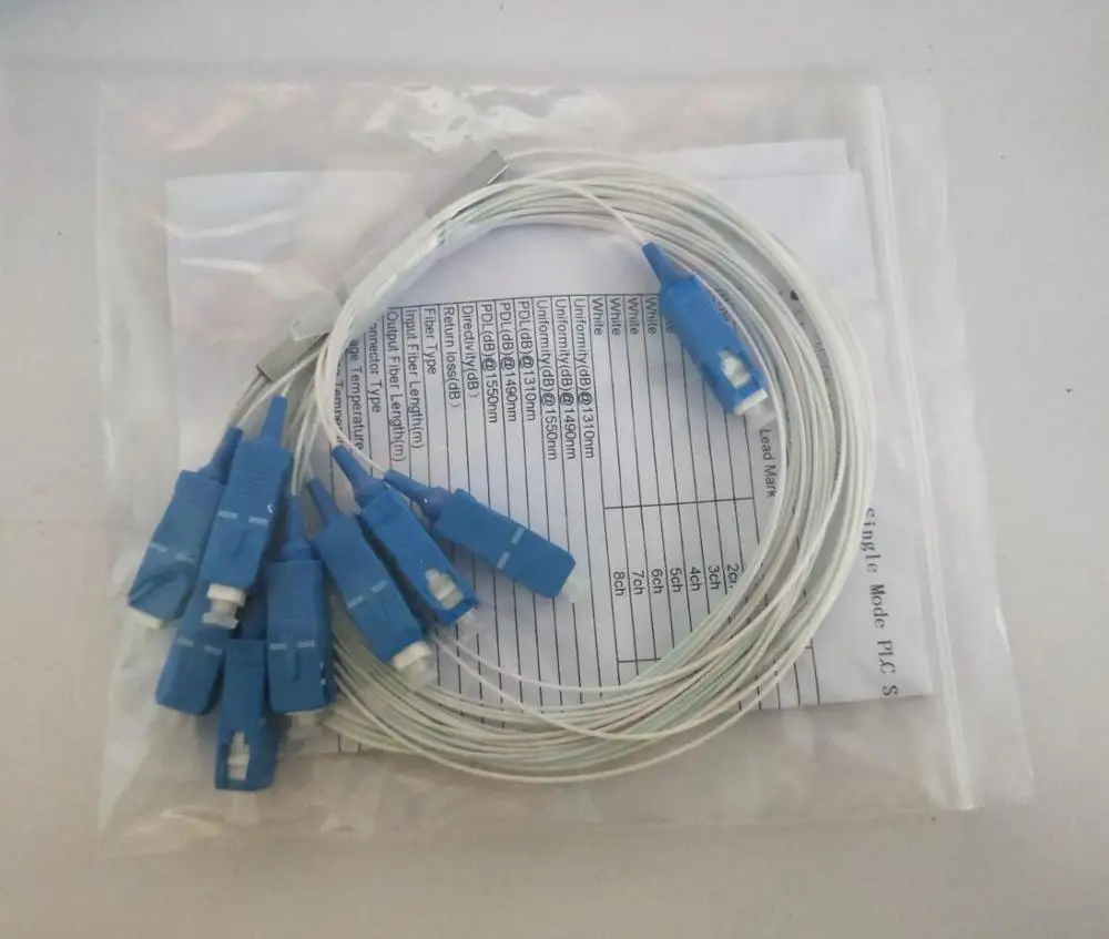 SC UPC одномодовый волоконно-оптический G657A1 ПВХ 1 м FTTH 0 9 мм Мини ПЛК-сплиттер 1x8 ПЛК -
