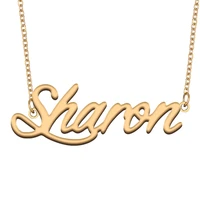sharon name necklace for women stainless steel jewelry gold plated nameplate pendant femme mother girlfriend gift