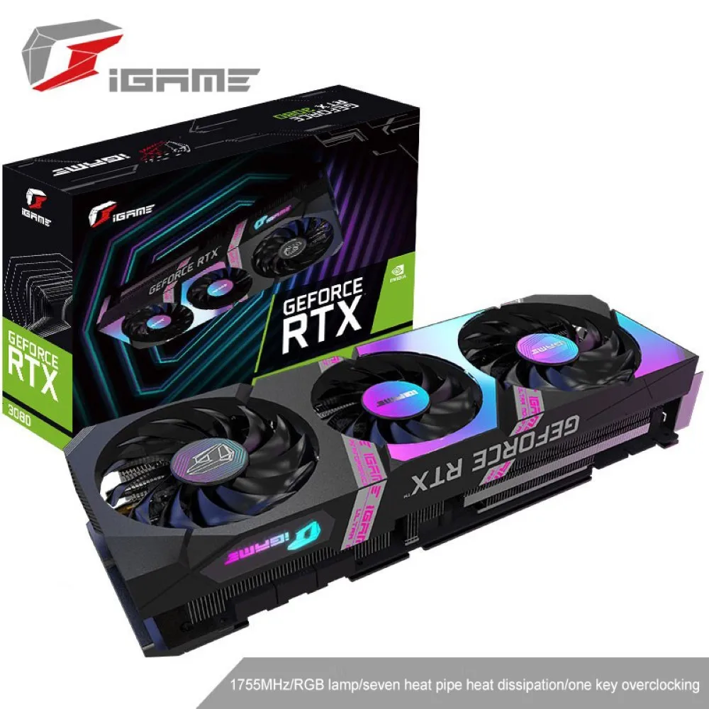 Цветная графическая карта iGame для GeForce RTX 3080 Ultra OC 10G 1710-1755 МГц GDDR6X 320Bit игровая