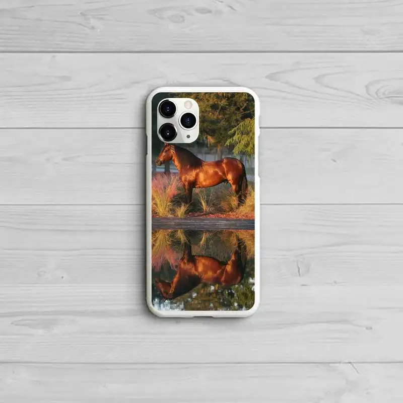 

Watercolor Horse Horses Running Phone Case Candy Color White for iPhone 11 pro XS MAX 8 7 6 6S Plus X 5S SE 2020 XR