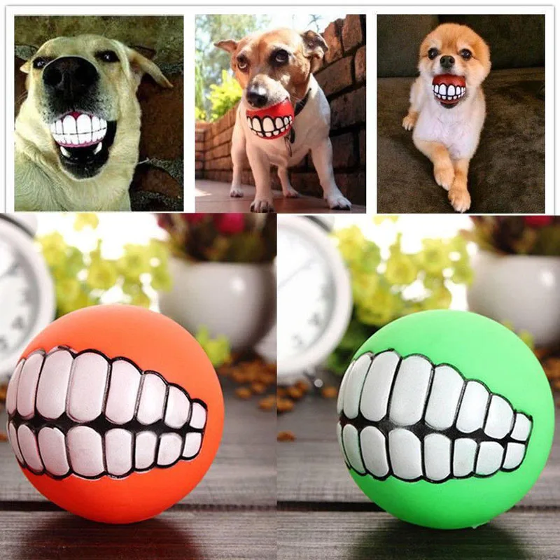 

1pc Rubber Dog Toys Squeaky Cleaning Tooth Dog Chew Toy Small Puppy Toys Ball Bite Resistant Pet Supplies Petshop Diameter 7cm