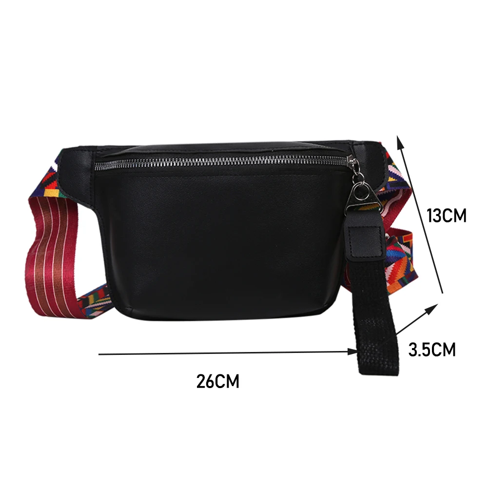 

Fashion Exquisite Shopping Bag Women Solid Leather Waist Bag Fashion Ethnic Style Fanny Chest Belt Zipper Purse