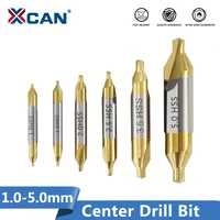 xcan 6pcs 1 0 5 0mm hss tin coated center drill bit set metalworking hole drill hole cutter 60 degrees combined drill bit set