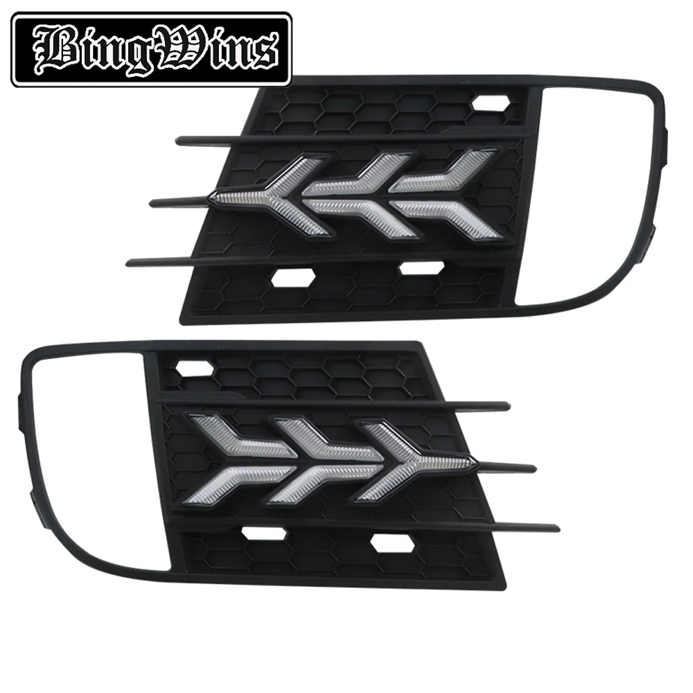 

Car styling For 13-16 Volkswagen Tiguan daytime running light led fog light aircraft streamer steering front bar daytime running