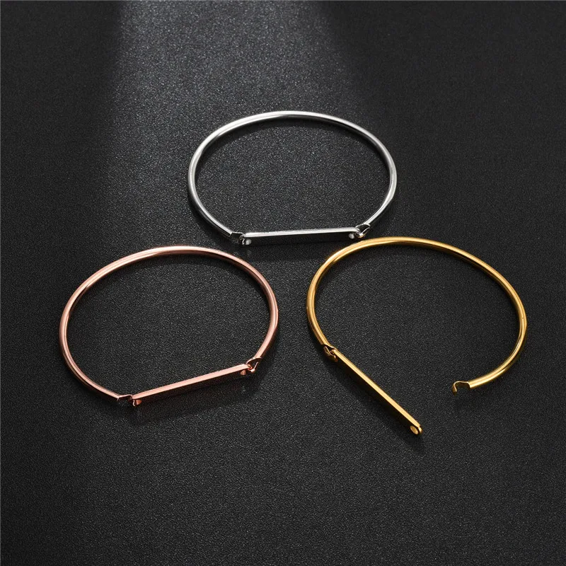 Простой браслет ELSEMODE из нержавеющей стали 316L с гравировкой имени для женщин