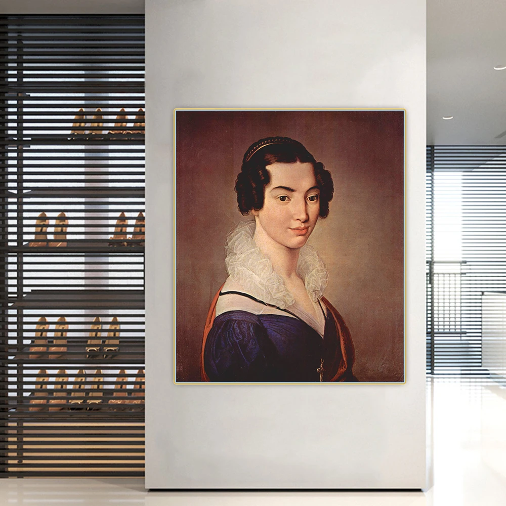 

Holover Canvas Oil Painting Francesco Hayez"Portrait of Antonietta Vitali Sola"Romanticism Artwork Aesthetic Home Decoration