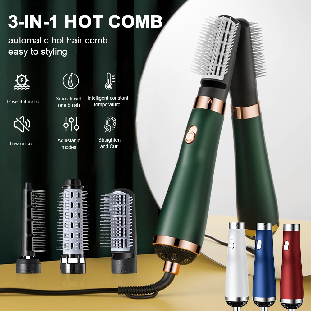 

Hot Comb Electric Heating Comb with 3 Adjustable Speeds Hair Styling Comb for Straightening Curling for Home Travel