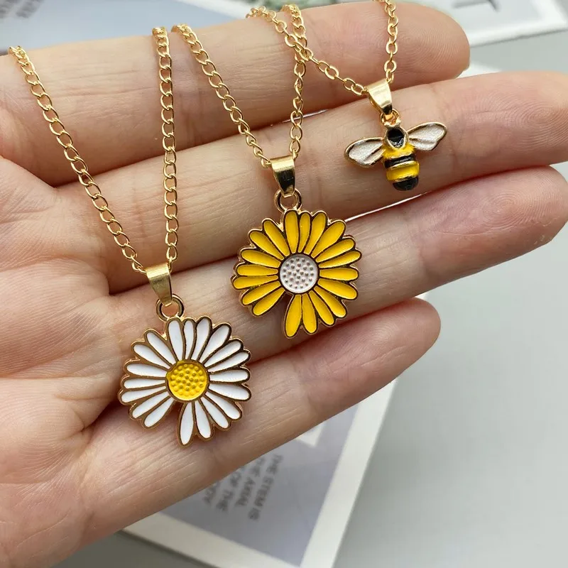 Женское Ожерелье с подсолнухом ожерелье белого и желтого цвета цветком
