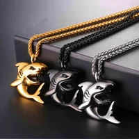 new trendy animal shark pendant necklace for men metal gold plated shark necklace pendant accessory party jewelry