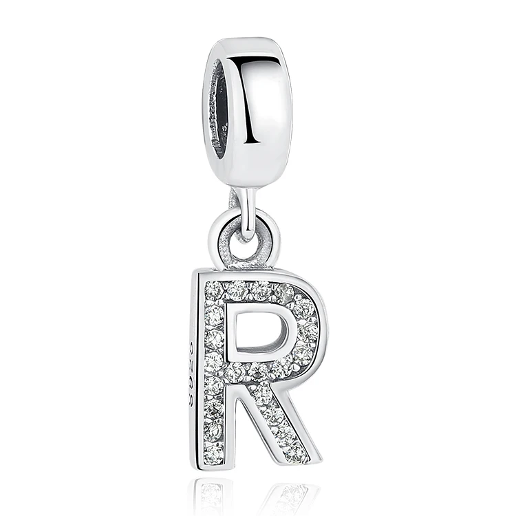 PY1154-R От A до Z, 925 пробы, серебряные бусины Alphabe, талисманы, подходят для браслетов и ожерелий Pandora, чистый кубический циркон, женские свадебные ювелирные изделия, подарок - Цвет: PY1154-R