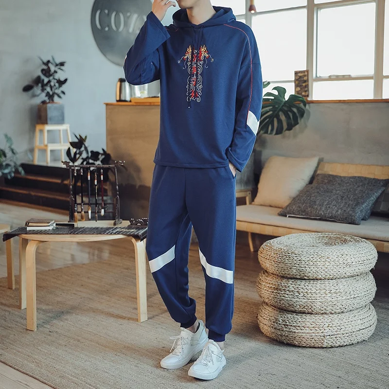 Комплект спортивный мужской из двух предметов льняная рубашка и брюки модная