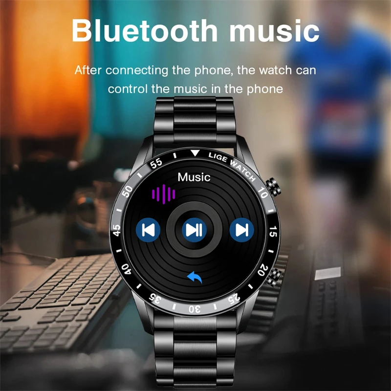 LIGE New Smart Watches Men Full Touch Screen Sports Fitness Watch IP67 Waterproof Bluetooth For Android ios smartwatch Mens+Box |