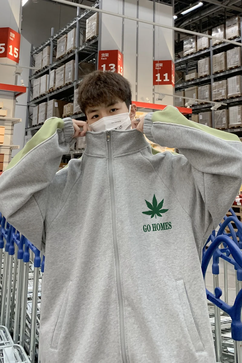 

2020 Fashion Print Zip Up Men Sweatshir Korean Sweatshir Casua Sweatshir Hip Hop Zip Up Men Sweatshir Lounge Wear Crewneck Sweat