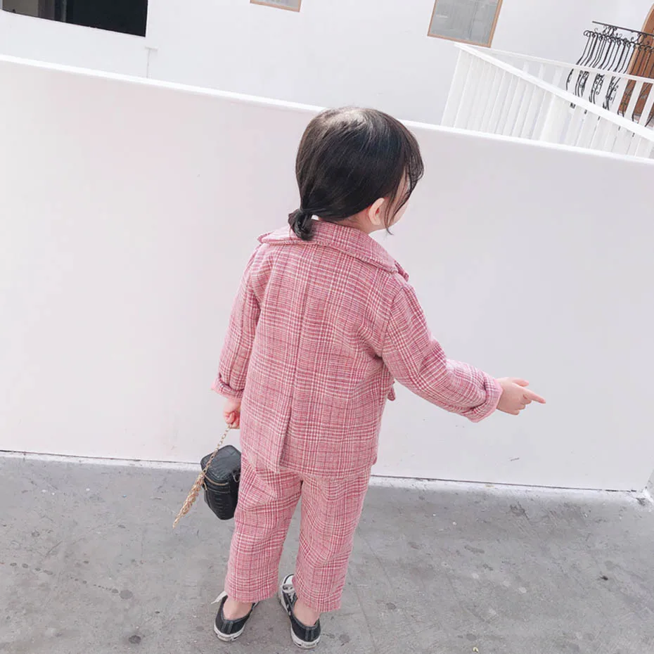 Для маленьких девочек Костюм для мальчиков Комплект одежды с узором в клетку