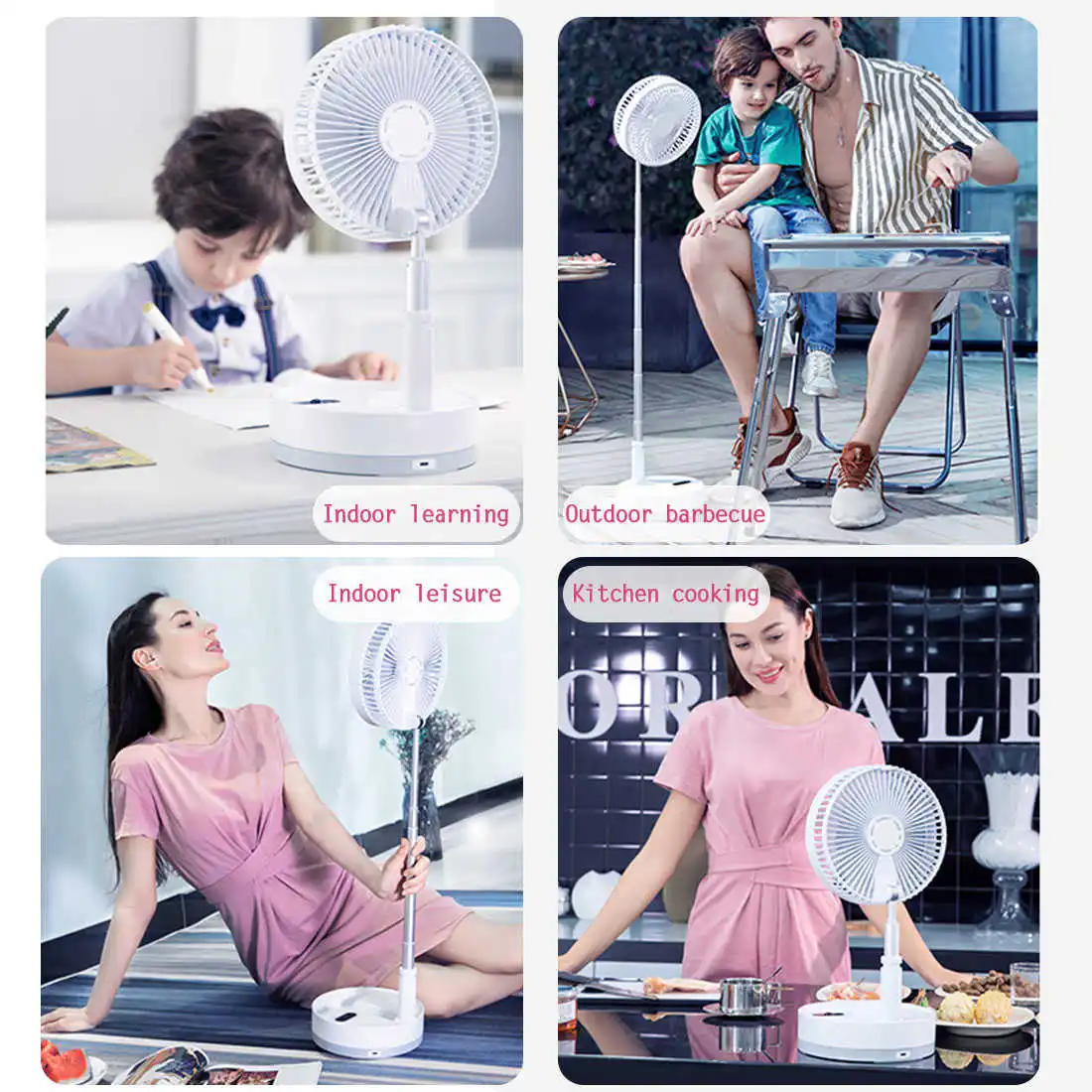 

Folding Telescopic Mini Fan USB Rechargeable Fan Student Folding Floor Fan Cooling Small Dormitory Bed Desk Outdoor Camping