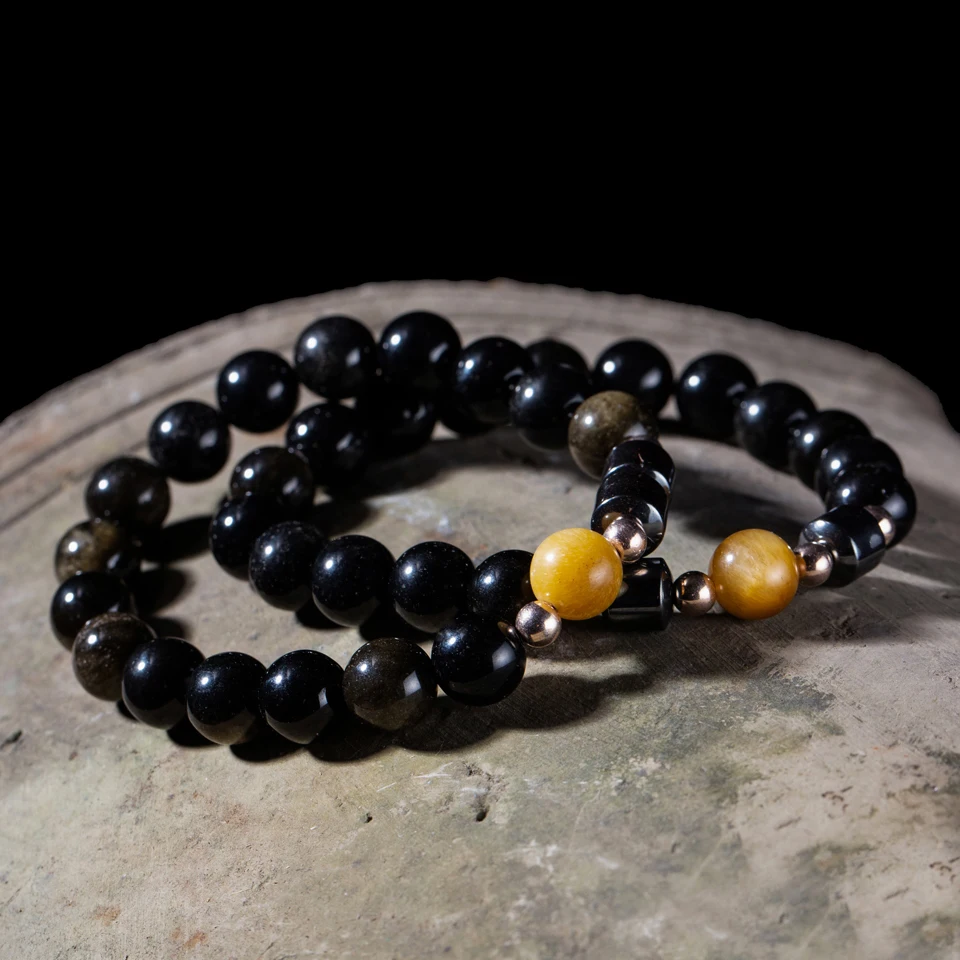 Модные 10 мм браслеты с бусинами из натурального камня для мужчин гематит бисера