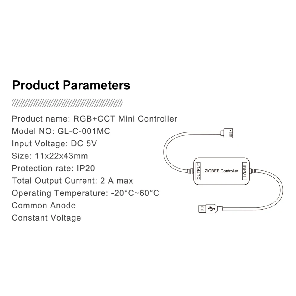GLEDOPTO ZigBee мини RGB + CCT контроль ler DC 5V Смарт приложение Голосовое управление