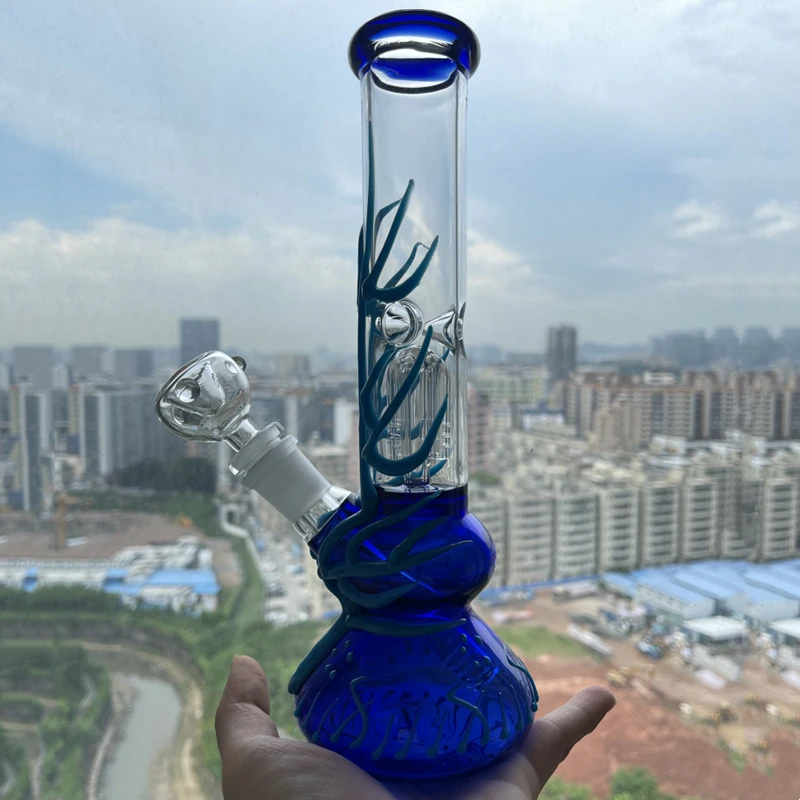 

Blue Hookah Mouth Glass Integrated Design Bowl Tube Welded Together Shisha Tool High Quality Glass