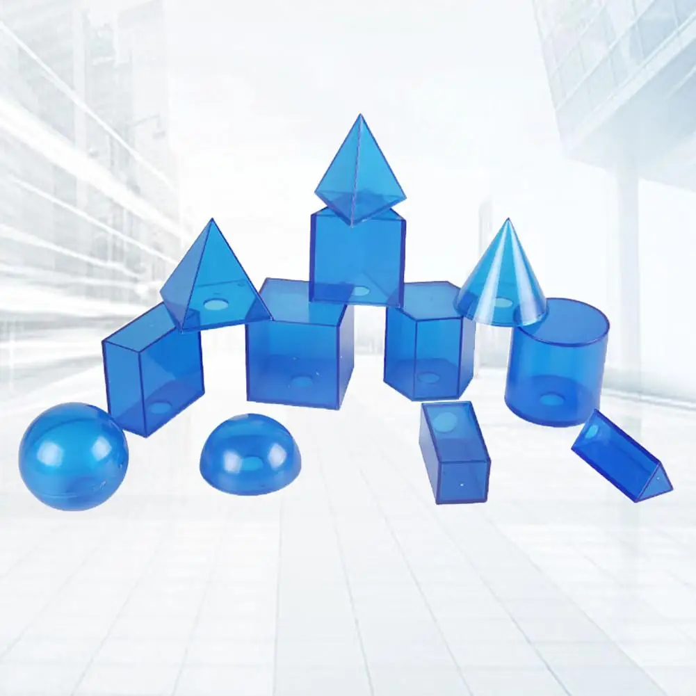 

12Pcs/Set Students Kids Geometric Solids Model Transparent 3D Geometric Solids Model Detachable Teaching Aids Supplies Toy