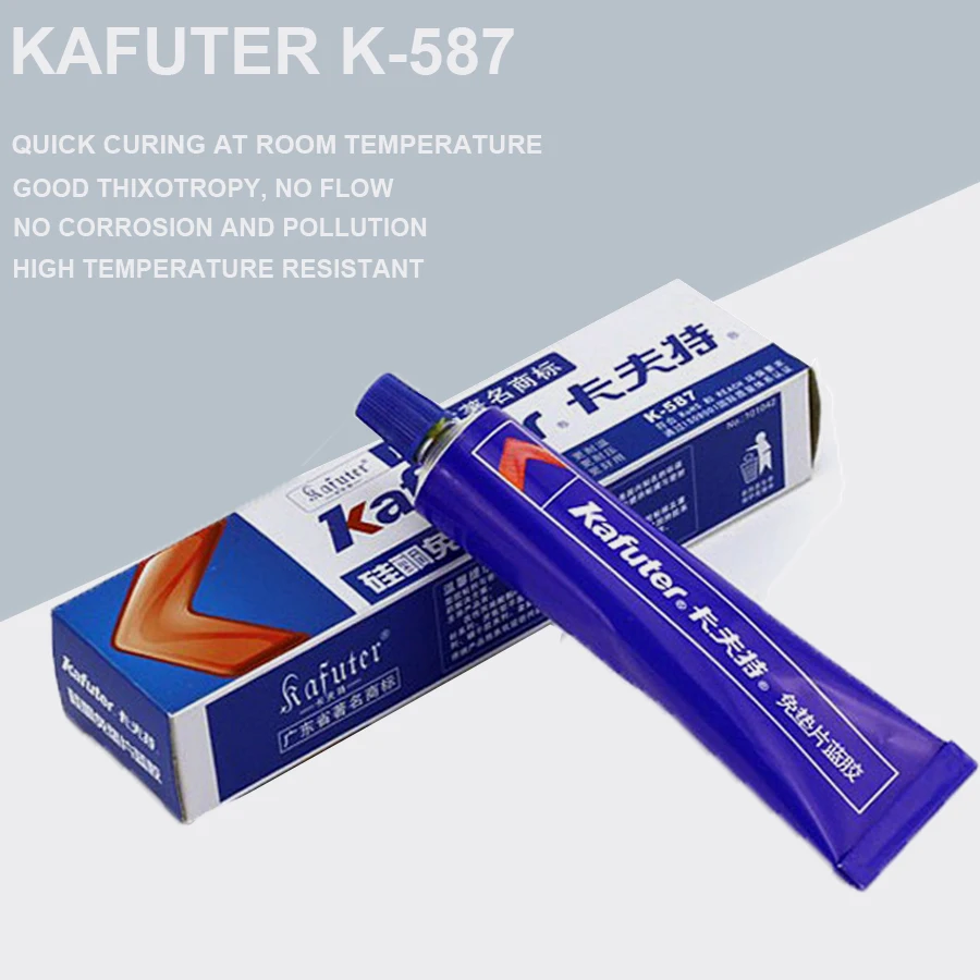Kafuter K-587 синий силиконовый герметик водонепроницаемый клей 55 г высокая термостойкость для технического обслуживания и ремонта транспортных средств с герметиком