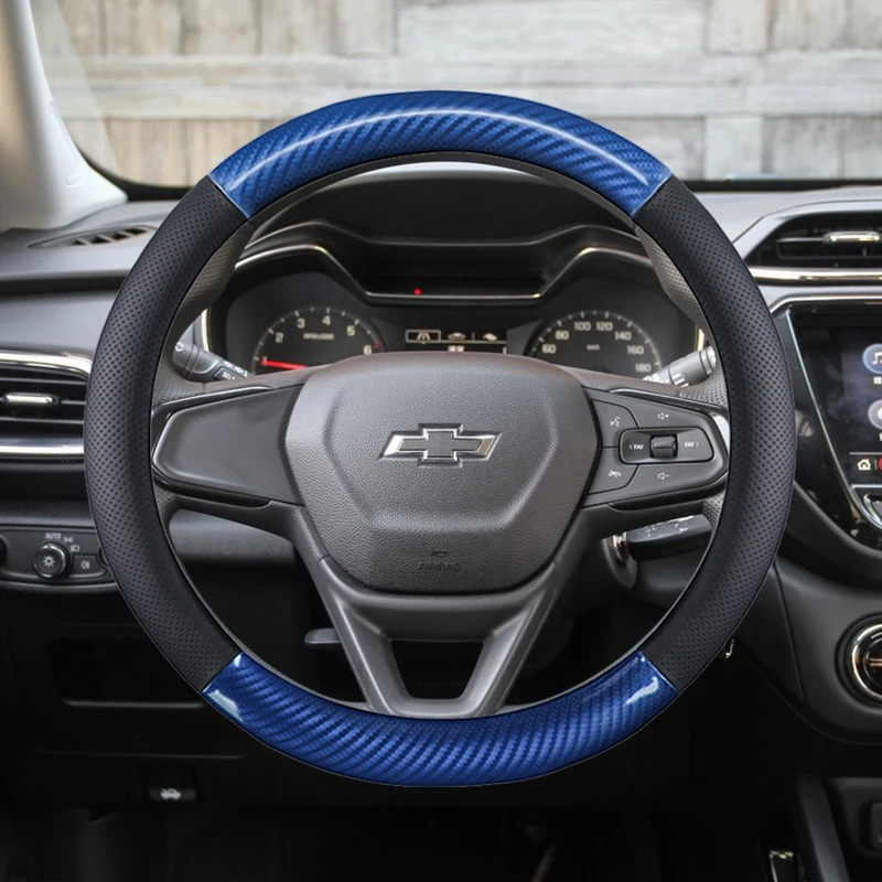 

38CM Genuine leather Car Steering Wheel Cover Anti-slip for Chevrolet CRVALIER TRAX CAMERO MALIBU High Quality Auto Accessories