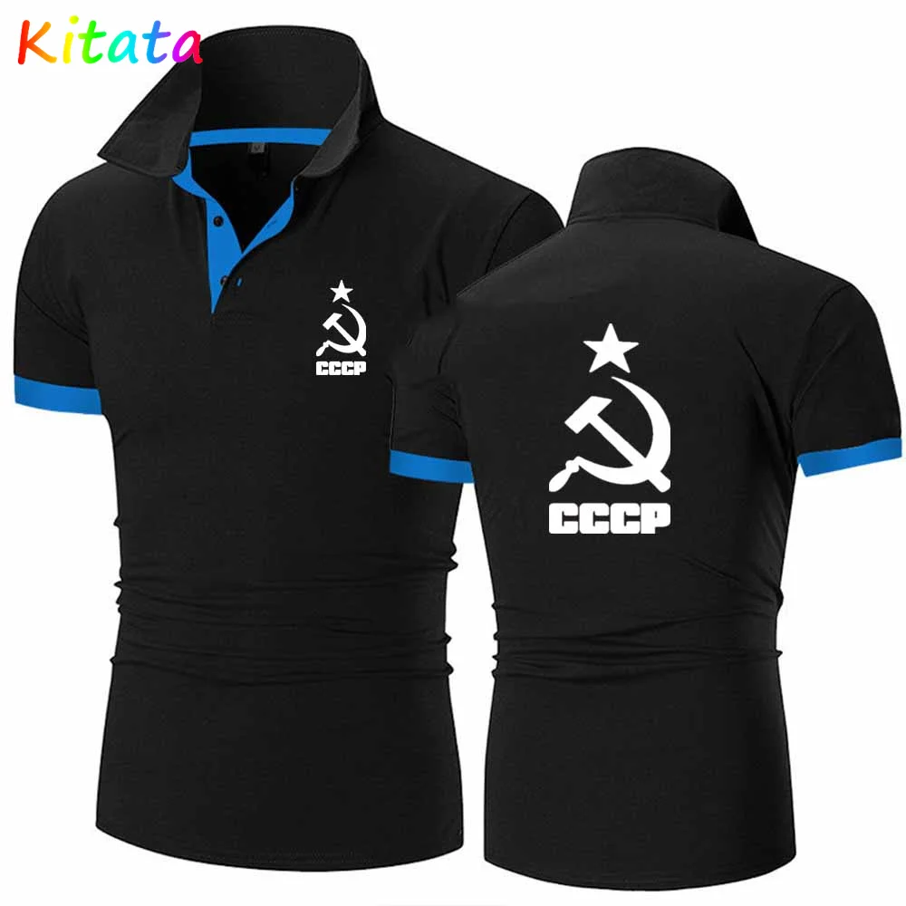 

CCCP 2021 Summer New Men's Stand-Up Collar Short-Sleeved Personality Solid Color Design Breathable Men's T-Shirt Top+4