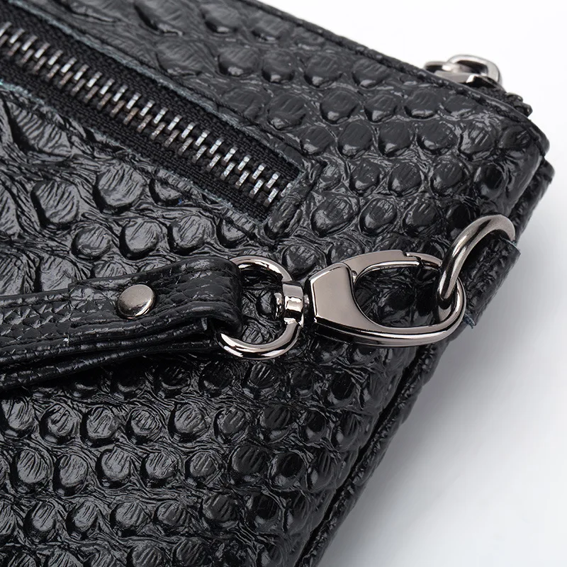 

WESTCREEK Brand Women Clutch Wristlets Bags Vintage Split Leather Crocodile Pattern Ladies Small Handbags for Female