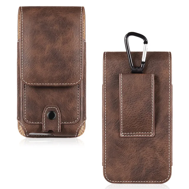 Universal Mobile Phone Holster Waist for xiaomi redmi note 4 4x 5 5a 6 redmi 5 plus 6a mi8 mi9 cover Belt Clip Phone Pouch Case - Цвет: Шоколад