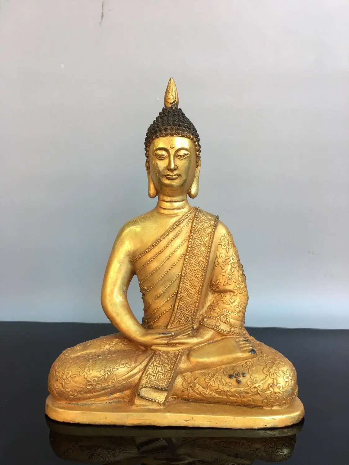

Wedding Decoration 10" Tibet Buddhism Temple bronze Gilt gold Shakyamuni Buddha Statue Buddha statue Amitabha statue