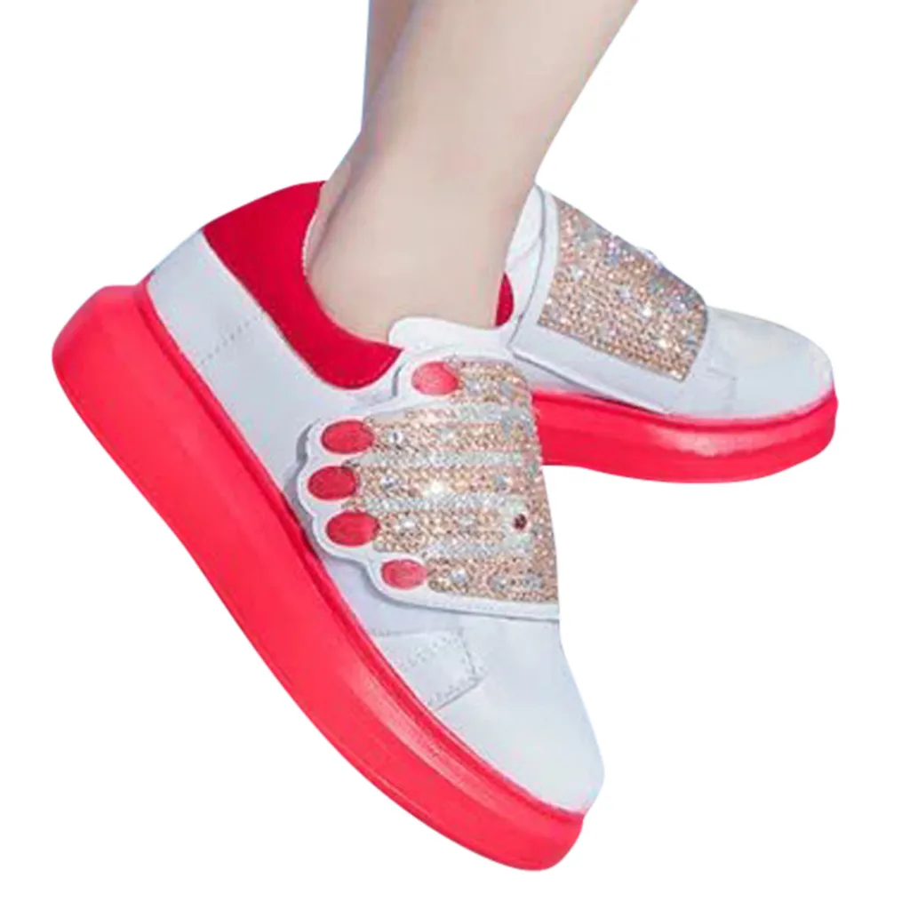 

Women's Casual Shoes Rhinestone show Colorblock Thick Bottom Increased Round Toe Female Authentic Popular Womens Shoes