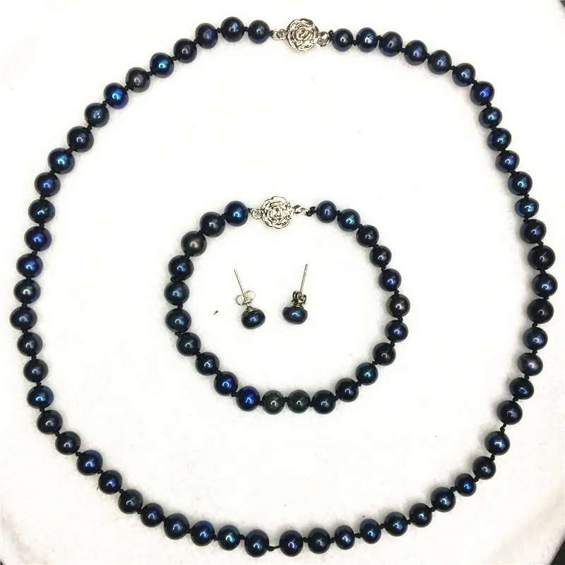 Горячая Бесплатная доставка Новый модный стиль diy AAA 7 8 мм Черный Akoya