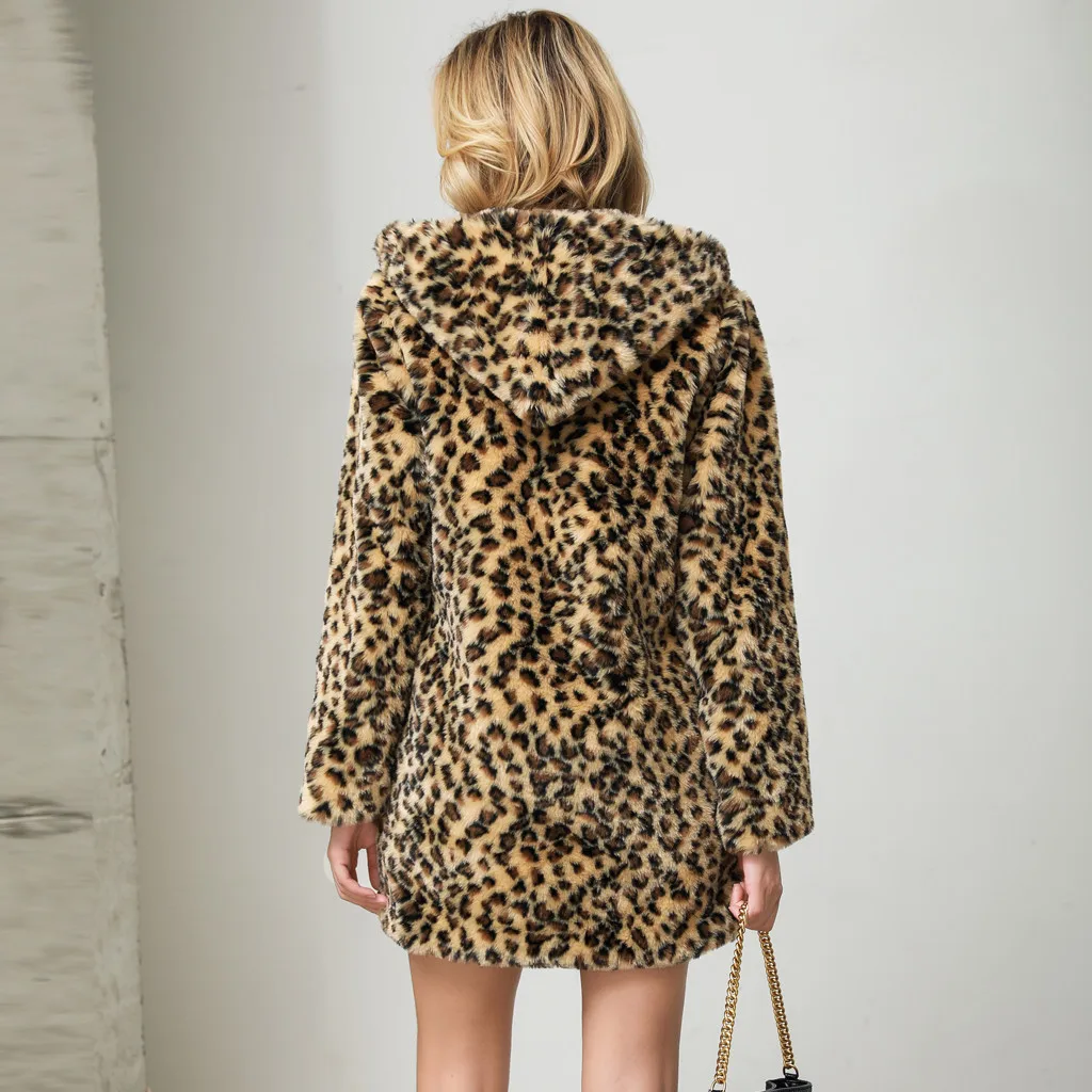 Новинка женские зимние длинные пальто с длинными рукавами 2019 Модные леопардовые